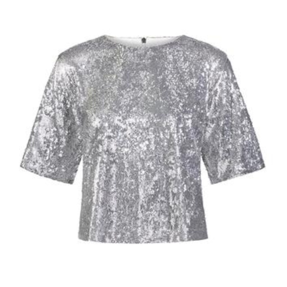 SEQUIN DROP SHOULDER TEE